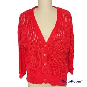 Cotton by Autumn Cashmere open knit cardigan EUC